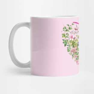 Floral heart with Blue Parrot Mug